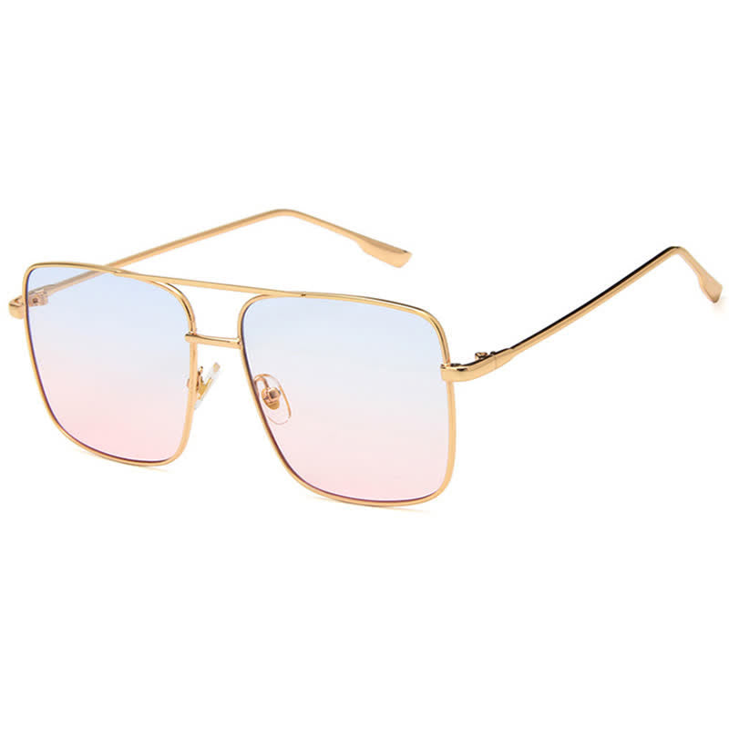 Retro Classic Square Frame Double Bridges Sunglasses