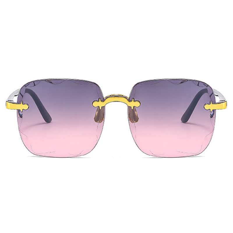 Square Frame Oversized Trendy Rimless Sunglasses