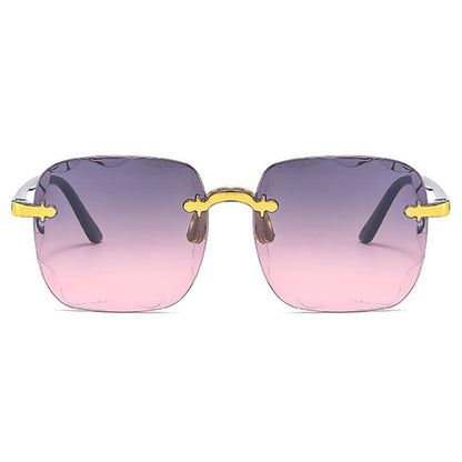 Square Frame Oversized Trendy Rimless Sunglasses