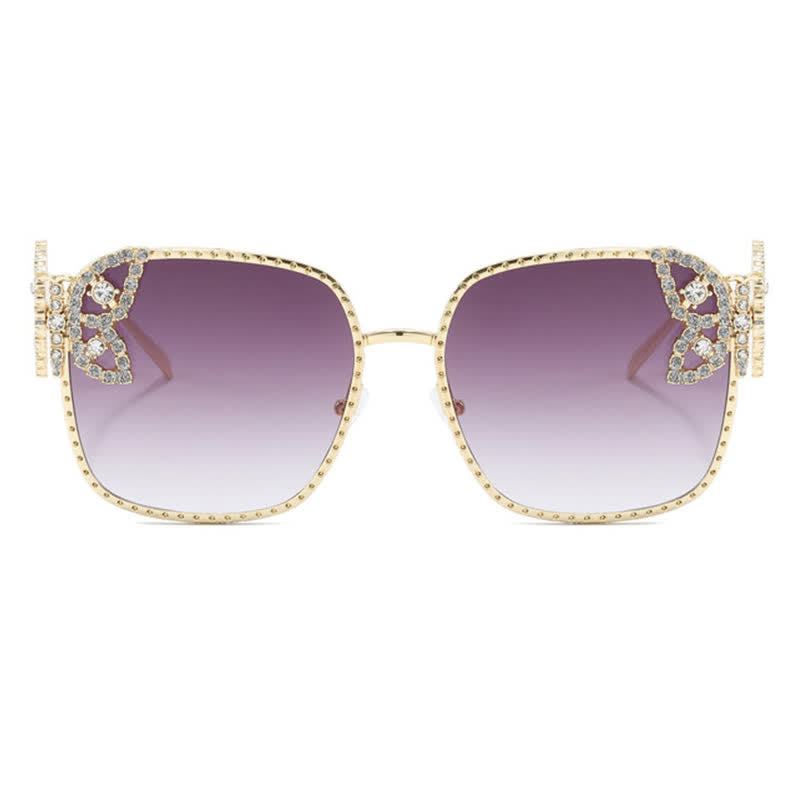 Square Frame Butterfly Decor Oversized Sunglasses