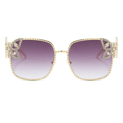 Square Frame Butterfly Decor Oversized Sunglasses
