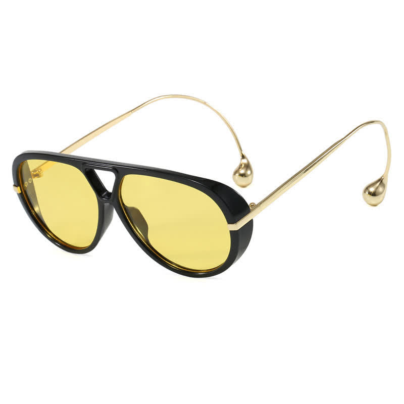Double Bridges Metal Temples Aviator Sunglasses