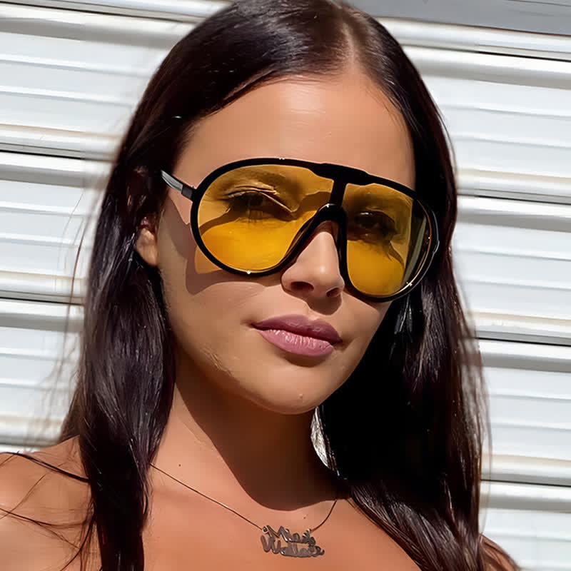 One Piece Oversized Aviator Sunglasses