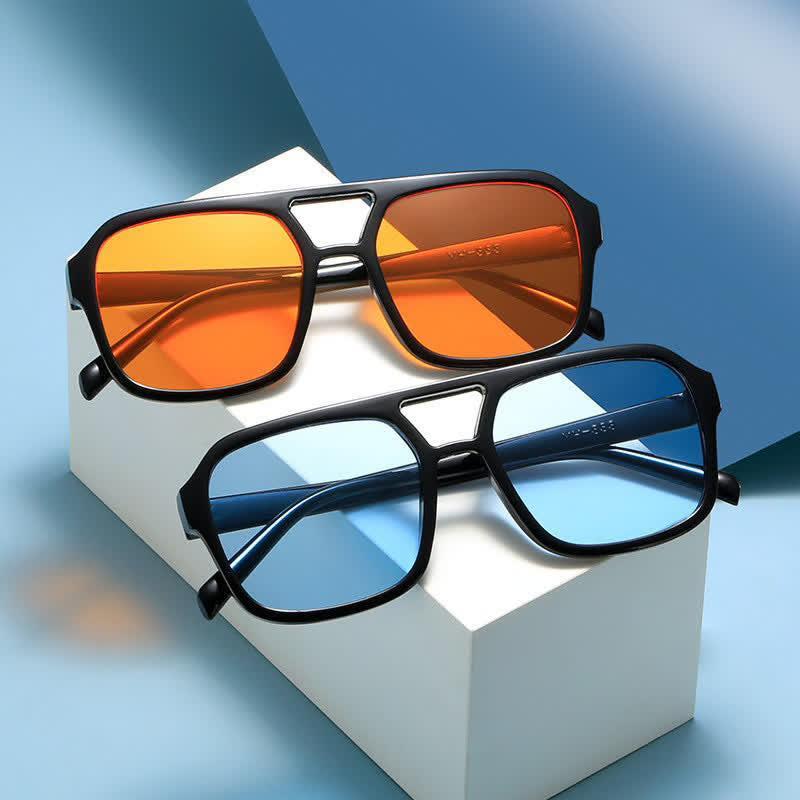 Double Bridges Square Frames Retro-Vintage Sunglasses