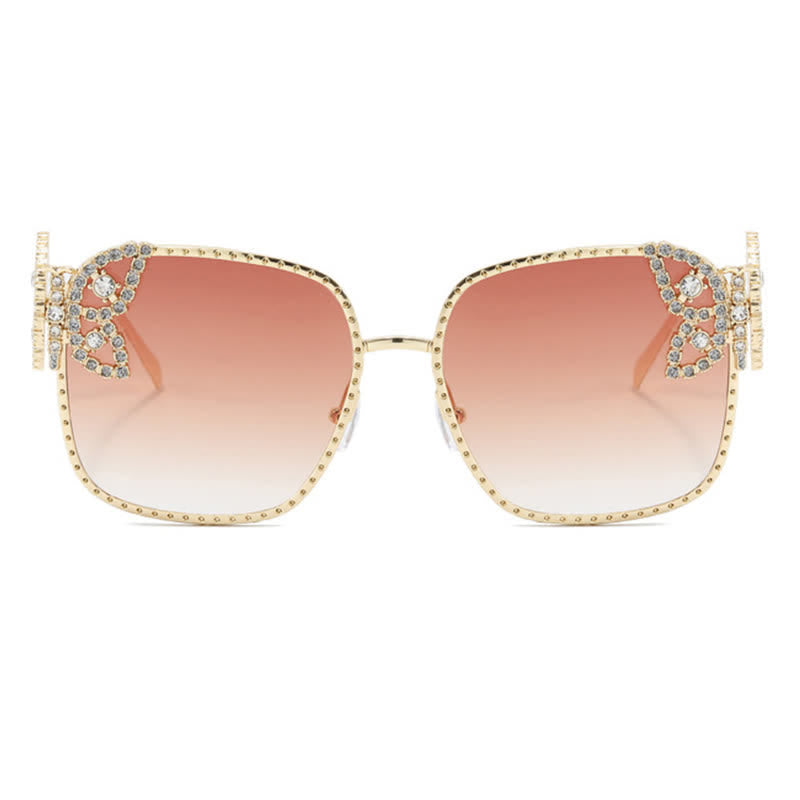 Square Frame Butterfly Decor Oversized Sunglasses