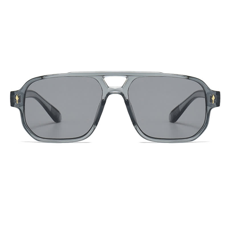 Square Frame Double Bridges Vintage Arrow Sunglasses