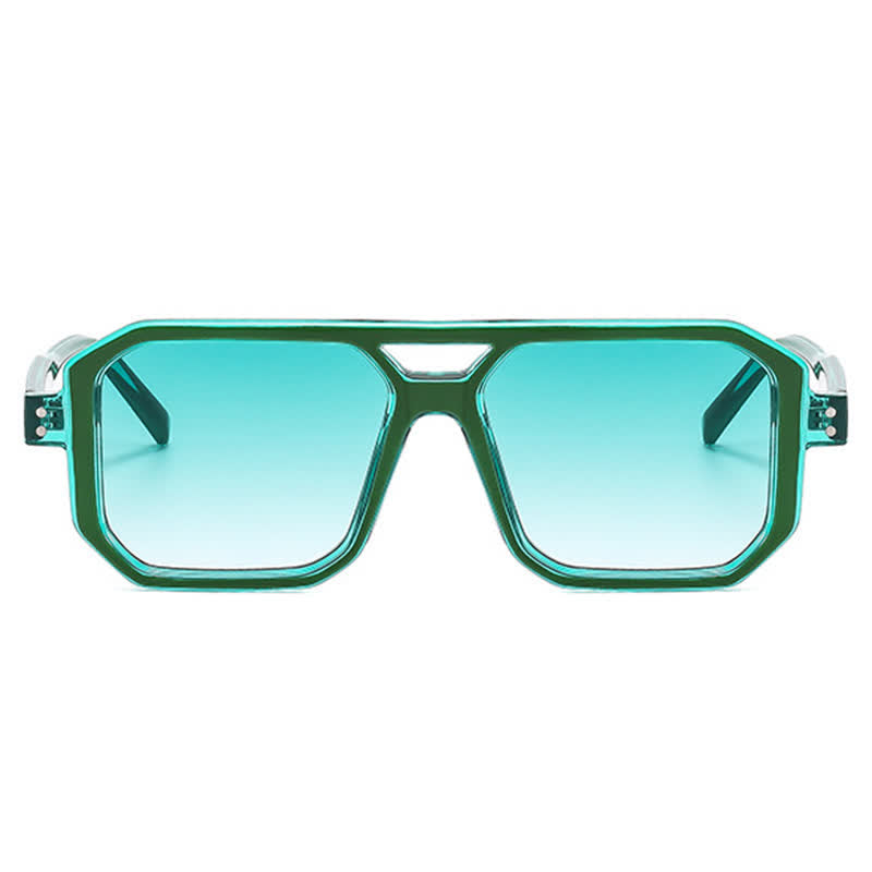 Trendy Square Frame Double Bridges Sunglasses