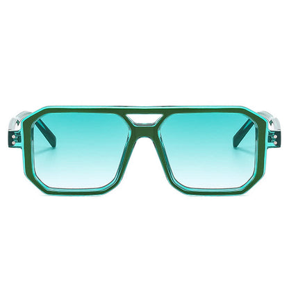 Trendy Square Frame Double Bridges Sunglasses