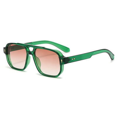 Square Frame Double Bridges Vintage Arrow Sunglasses