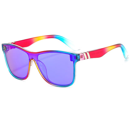 Women's Streamlined Sunglasses, Summer Personality Coating Gradient Reflective Oversized Sunglasses