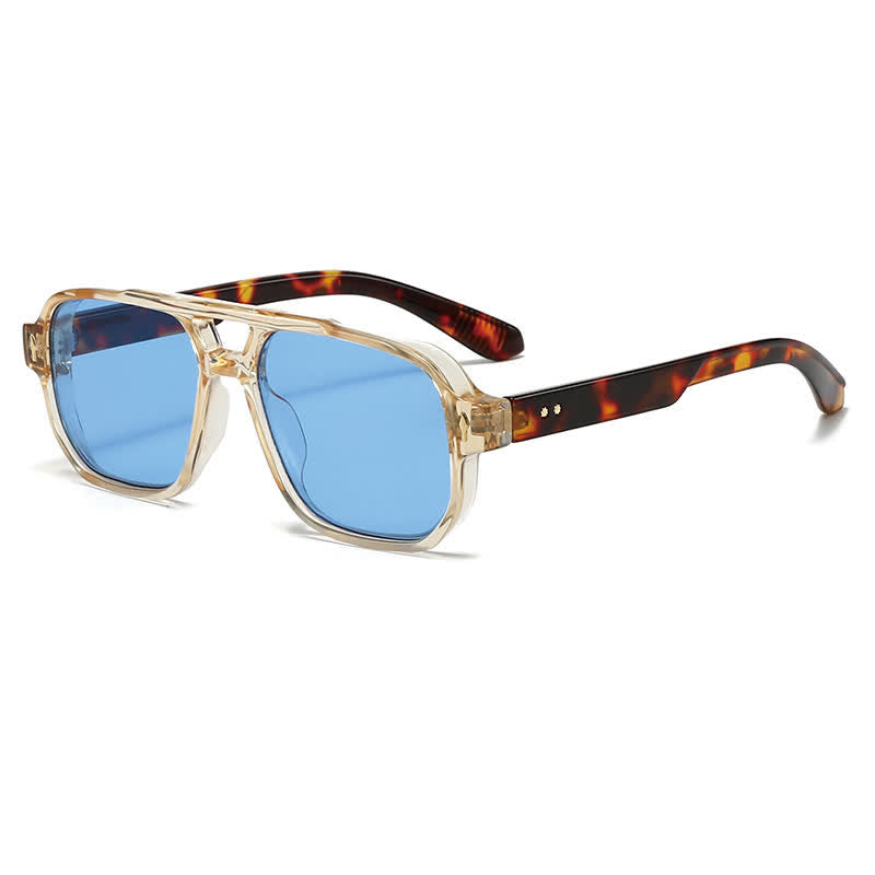 Square Frame Double Bridges Vintage Arrow Sunglasses