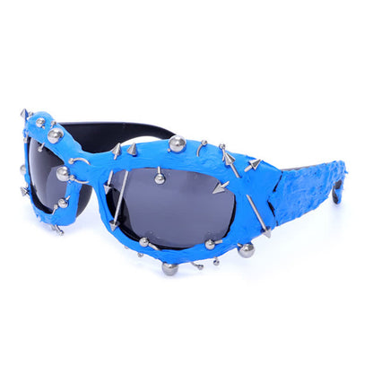 CyberPunk Style Irregular Shaped Rivet Decor Sunglasses for Party
