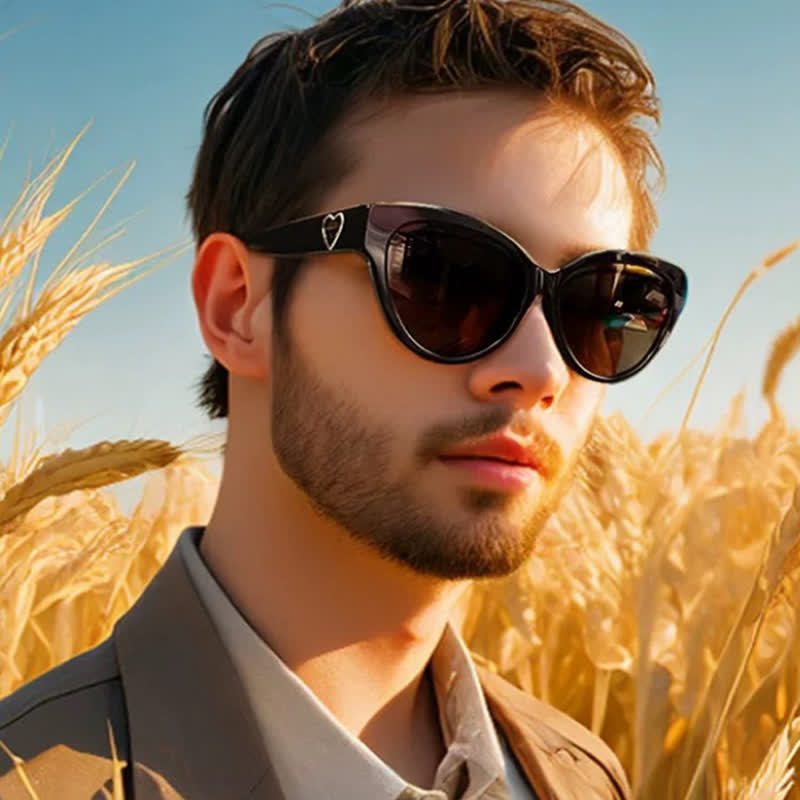 Hipster Heart Temples Cat-Eye Polarized Sunglasses