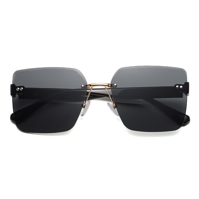 Oversized Square Frame Hipster Rimless Sunglasses