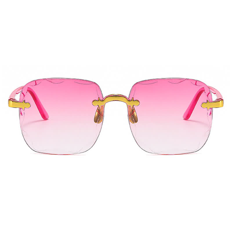 Square Frame Oversized Trendy Rimless Sunglasses