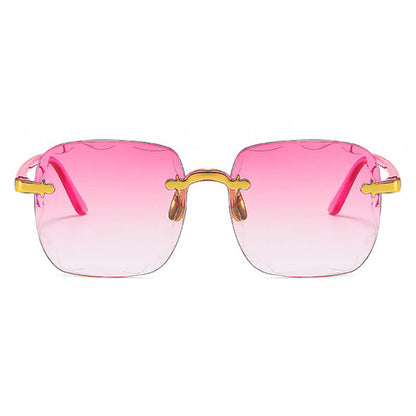 Square Frame Oversized Trendy Rimless Sunglasses
