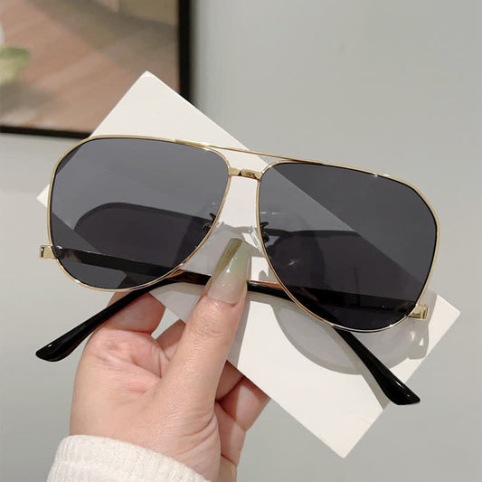 Double Bridges Metal Temples Aviator Sunglasses