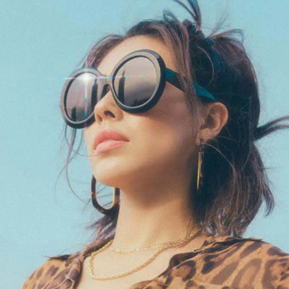 Round Frame Hipster Oversized Sunglasses