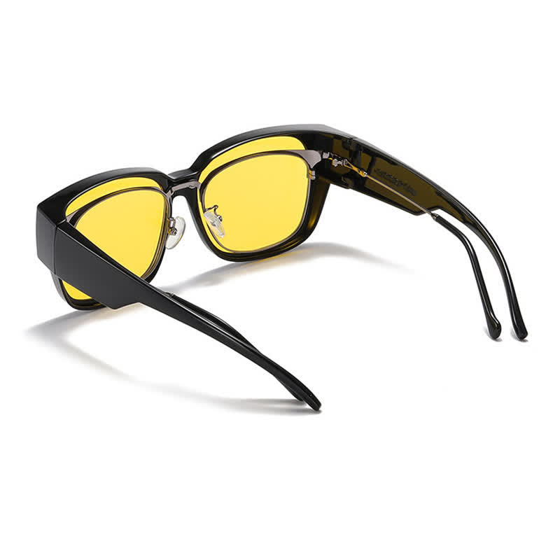 Fit Over Glasses Square Frame Polarized Sunglasses for Women Men