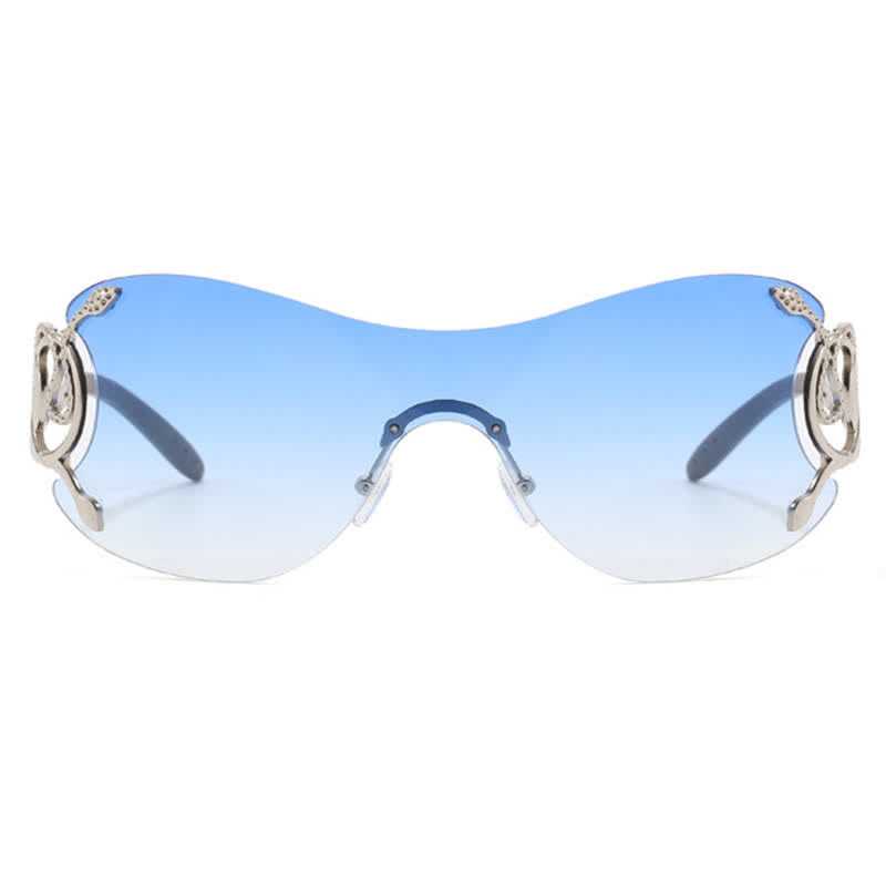 Snake Design Temples One-piece Rimless Y2K Sunglasses