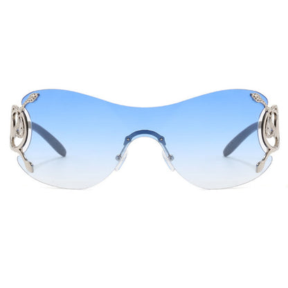 Snake Design Temples One-piece Rimless Y2K Sunglasses