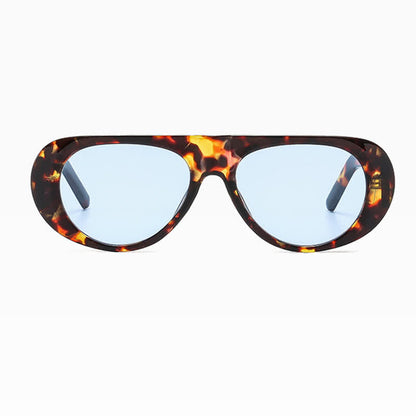 Oval Frame Wide Temples Vintage Aviator Sunglasses