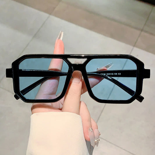 Double Bridges Geometric Frame Driving Sunglasses