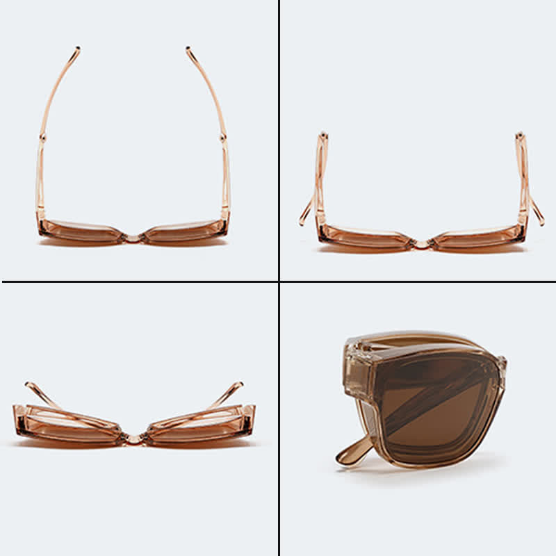Fit Over Glasses Square Frame Foldable Polarized Sunglasses for Women Men