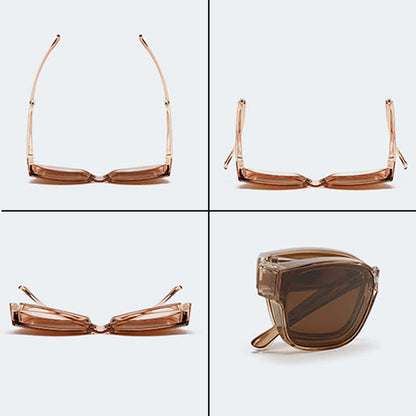 Fit Over Glasses Square Frame Foldable Polarized Sunglasses for Women Men