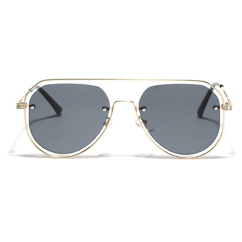 Vintage Double Bridges Hollow-out Aviator Sunglasses