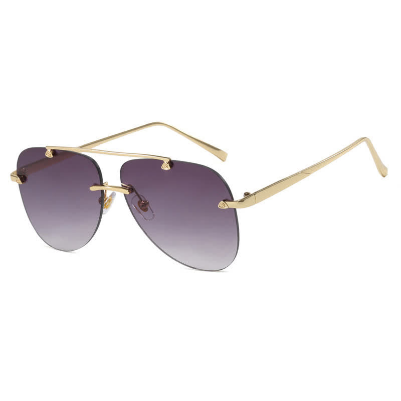 Rimless Double Bridges Retro Aviator Sunglasses