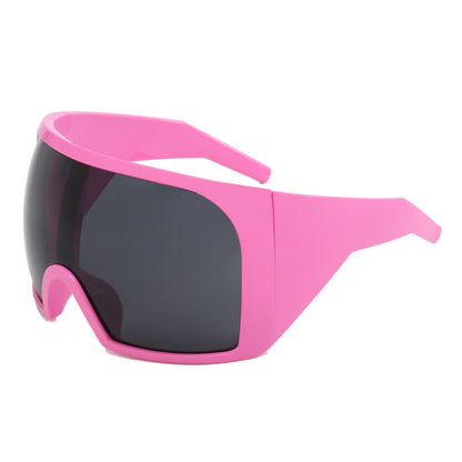 One-piece Lens Oversized Wrap Around Futuristic Sunglasses For Outdoor Sports
