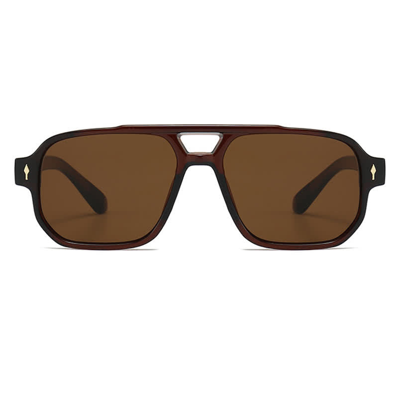 Square Frame Double Bridges Vintage Arrow Sunglasses