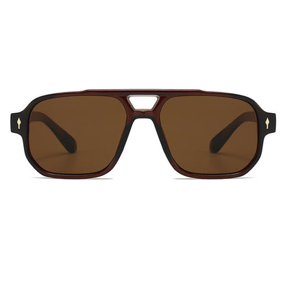 Square Frame Double Bridges Vintage Arrow Sunglasses