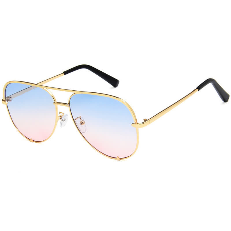Vintage Double Bridges Aviator Frame Sunglasses For Driving