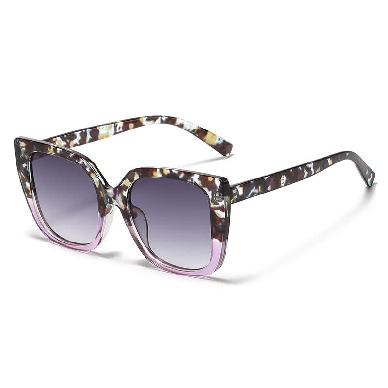 Leopard Pattern Square Frame Oversized Sunglasses
