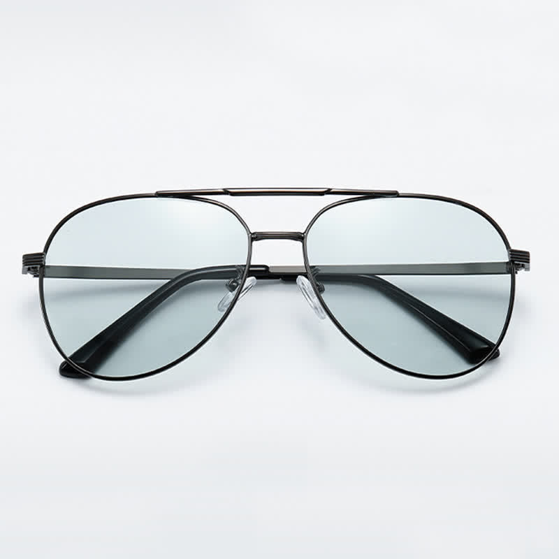 Double Bridges Polarized Photochromic Aviator Sunglasses for Driving