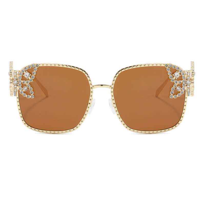 Square Frame Butterfly Decor Oversized Sunglasses
