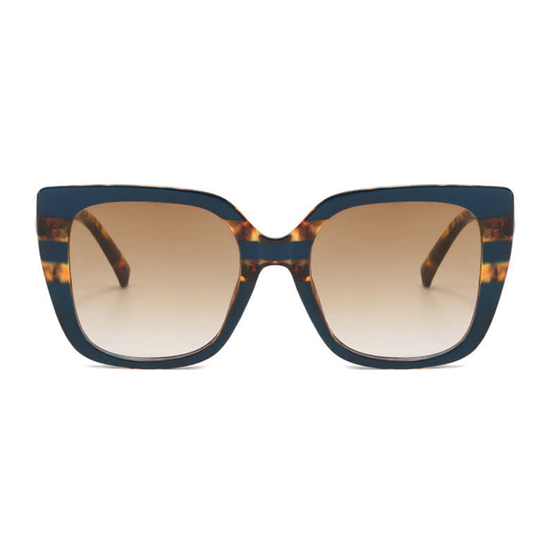 Leopard Pattern Square Frame Oversized Sunglasses
