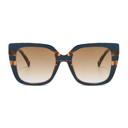 Leopard Pattern Square Frame Oversized Sunglasses