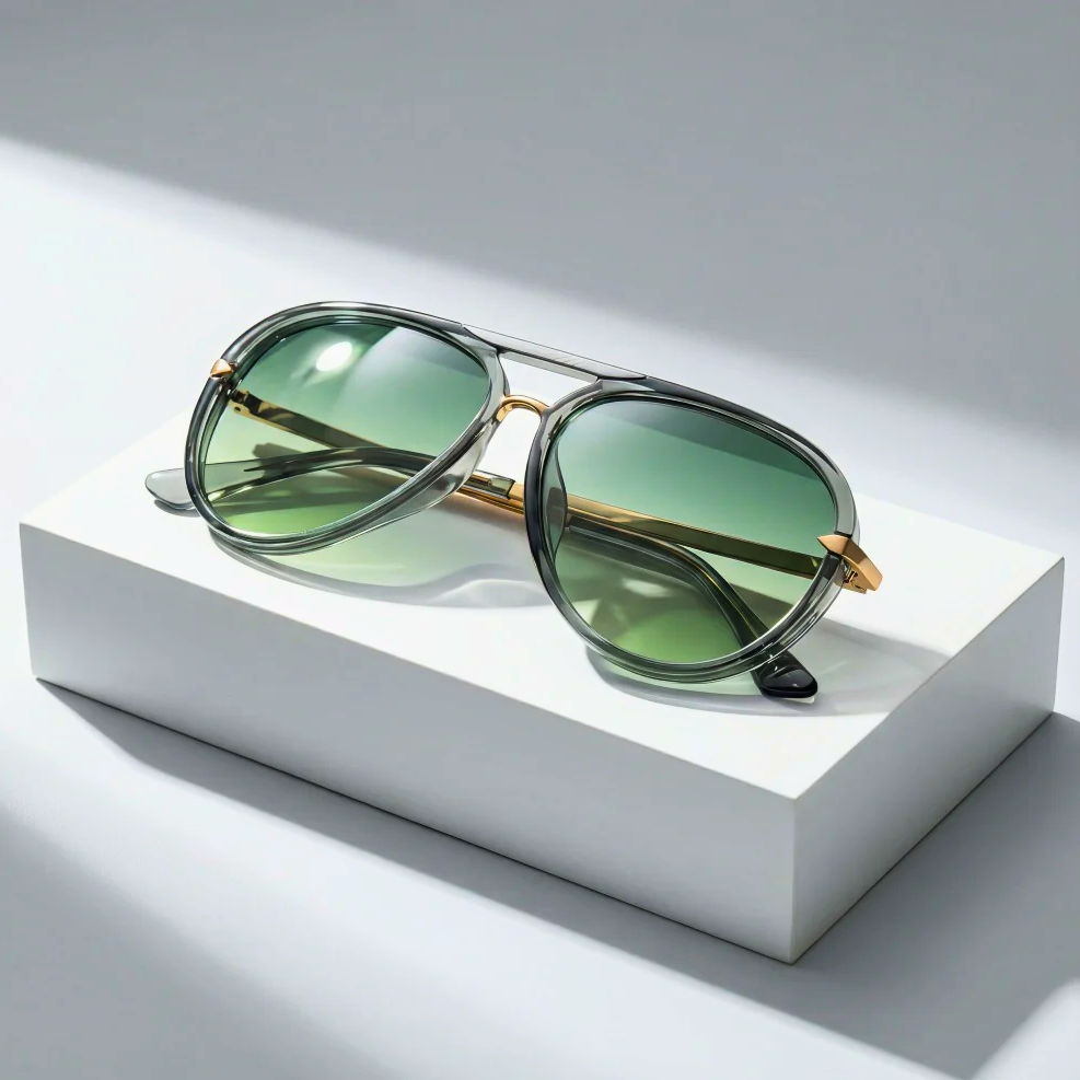 Double Bridges Metal Temples Aviator Sunglasses