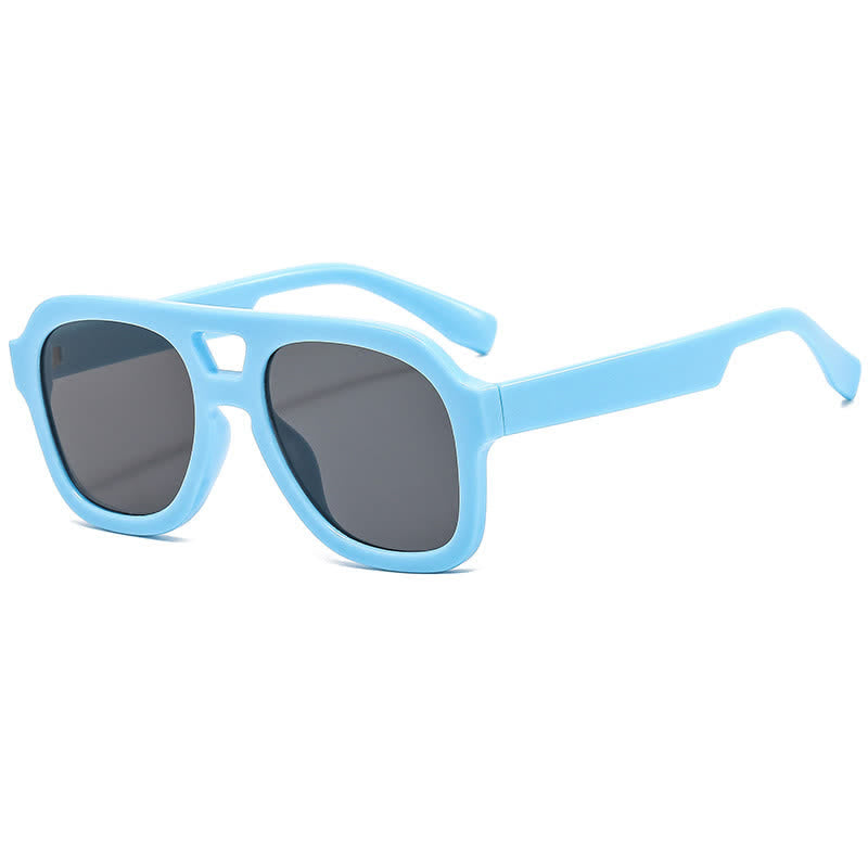 Double Bridges Thick Frame Hipster Aviator Sunglasses