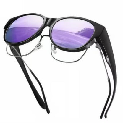 Polarized Round Frame Driving Sunglasses Fit Over Glasses for Women Men