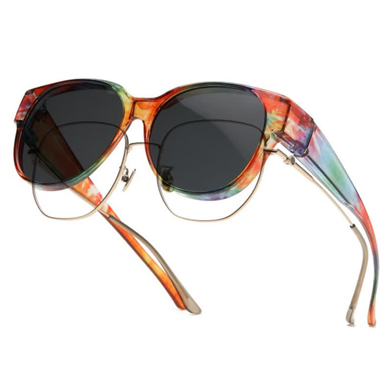 Fit Over Glasses Floral Frame Polarized Sunglasses for Driving