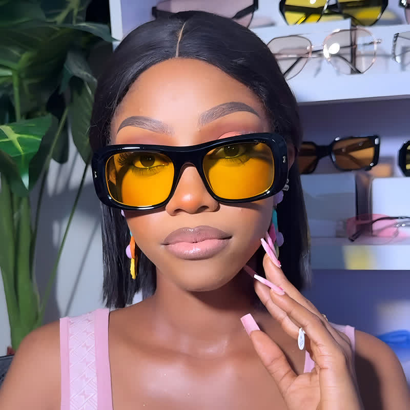 Arrow Decor Square Frame Thick Sunglasses