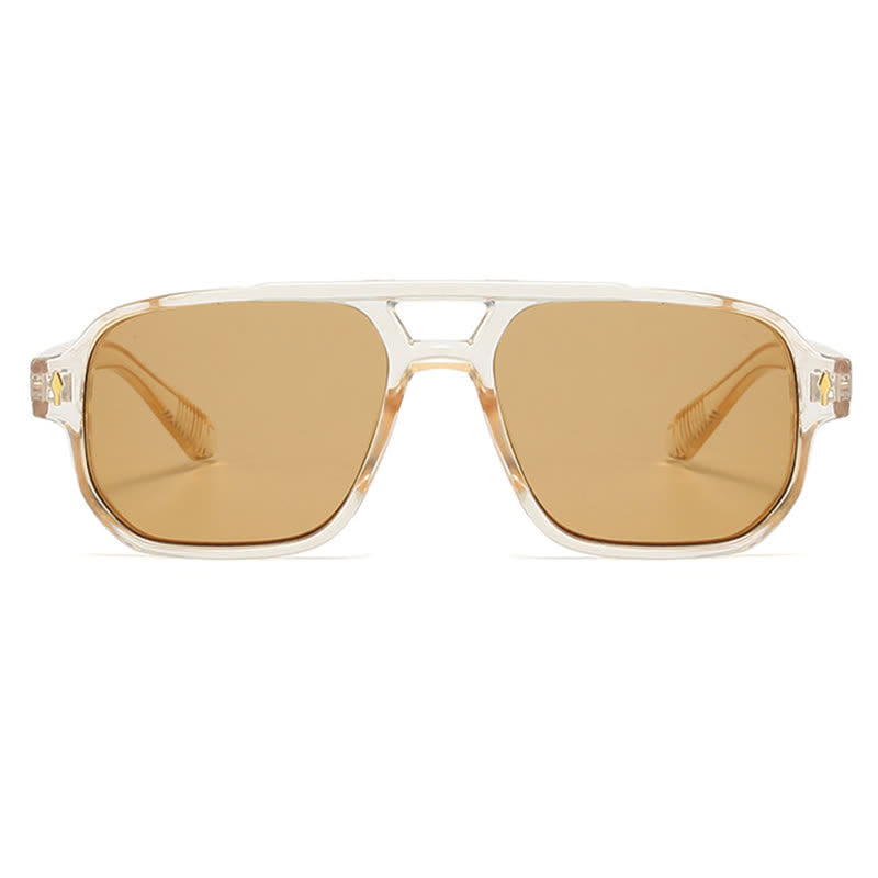 Square Frame Double Bridges Vintage Arrow Sunglasses