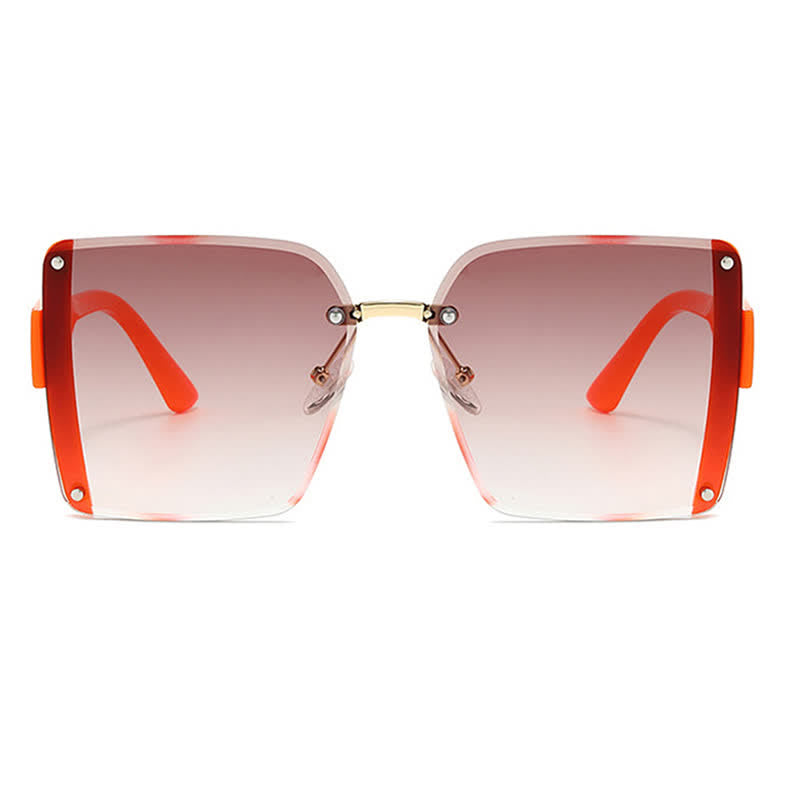 Square Frame Oversized Rimless Sunglasses