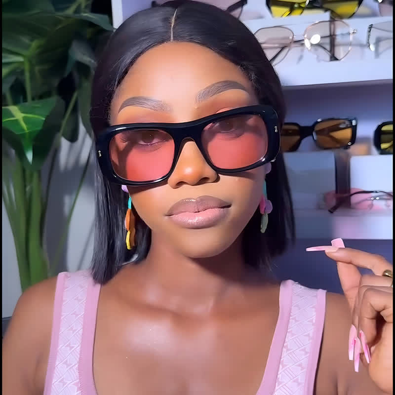 Arrow Decor Square Frame Thick Sunglasses