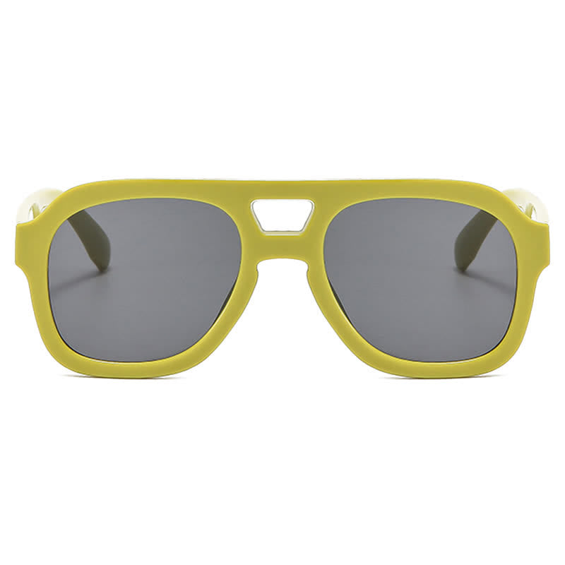 Double Bridges Thick Frame Hipster Aviator Sunglasses