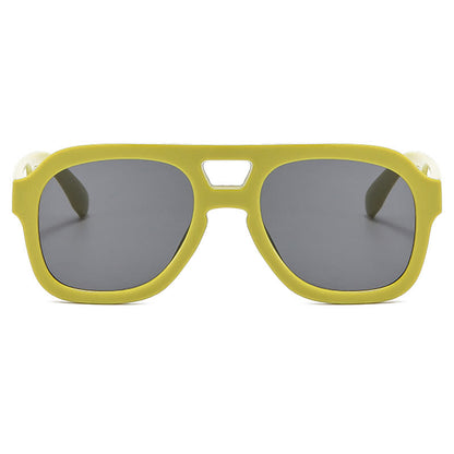 Double Bridges Thick Frame Hipster Aviator Sunglasses